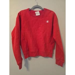 Champion Reverse Weave Red Crewneck Sweatshirt Small Embroidered Logo